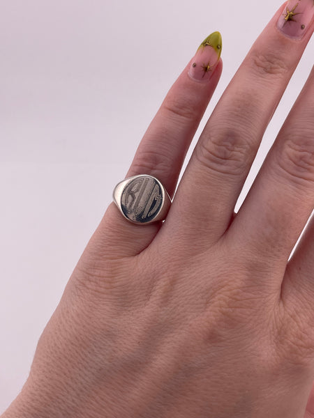 size 4 sterling silver RVM initials ring