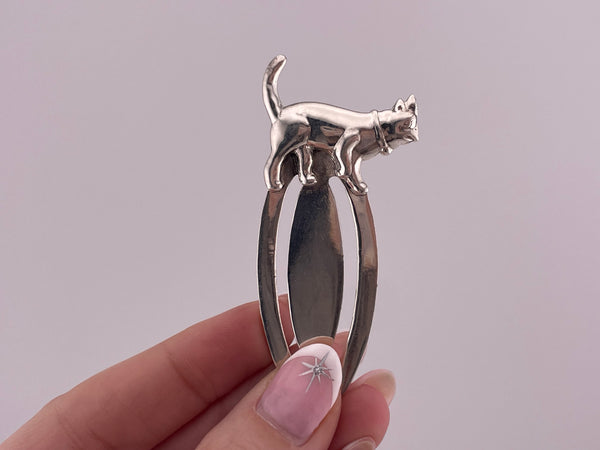 sterling silver cat bookmark ***Production Imperfection***