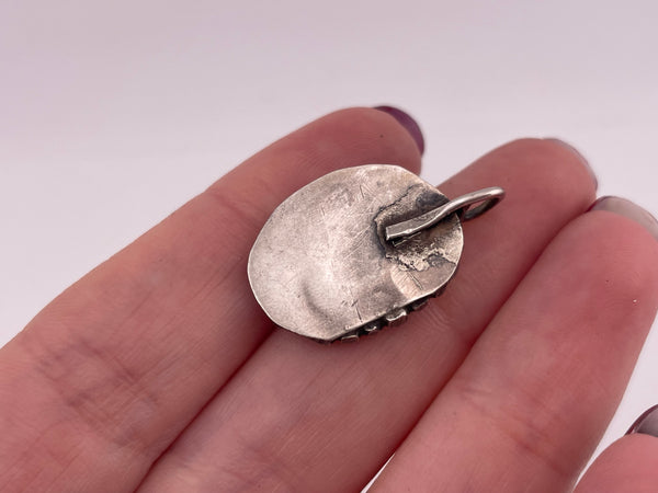 sterling silver rustic turquoise pendant