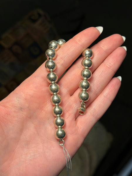 RESERVED PRIVATE LISTING -- sterling silver Tiffany 10mm 'hardware' ball bracelet B4