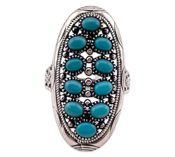 size 5.5  sterling silver synthetic turquoise ring
