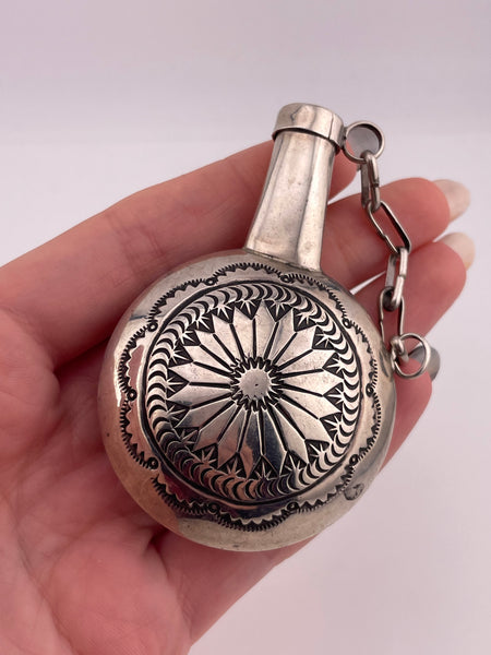 sterling silver Native American stamped tobacco canteen flask