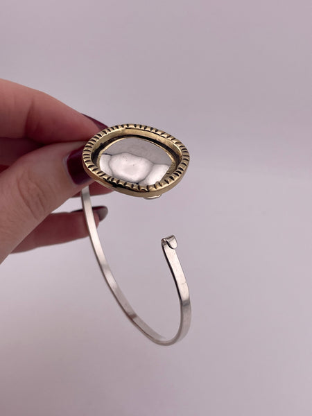 sterling silver & brass stoneless clasp bangle bracelet