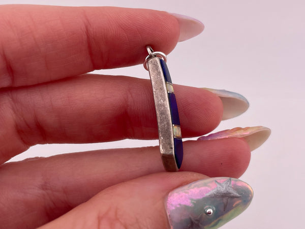 sterling silver lapis synthetic opal pendant