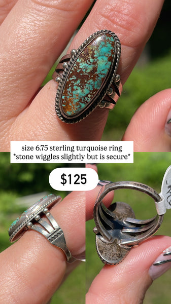 RESERVED PRIVATE LISTING -- sterling turquoise ring C15