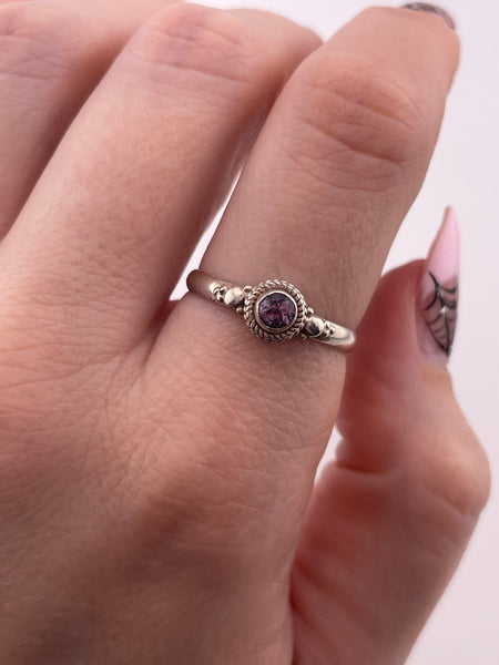 size 8.5 sterling silver faceted amethyst ring