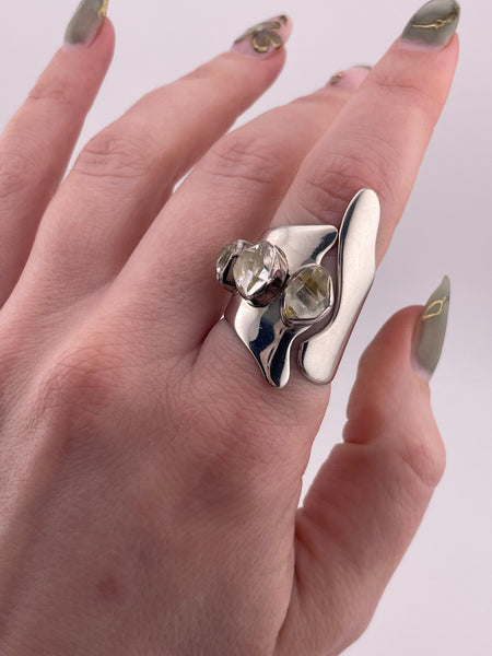 size 7.25 sterling silver designer Lilly Barrack quartz ring