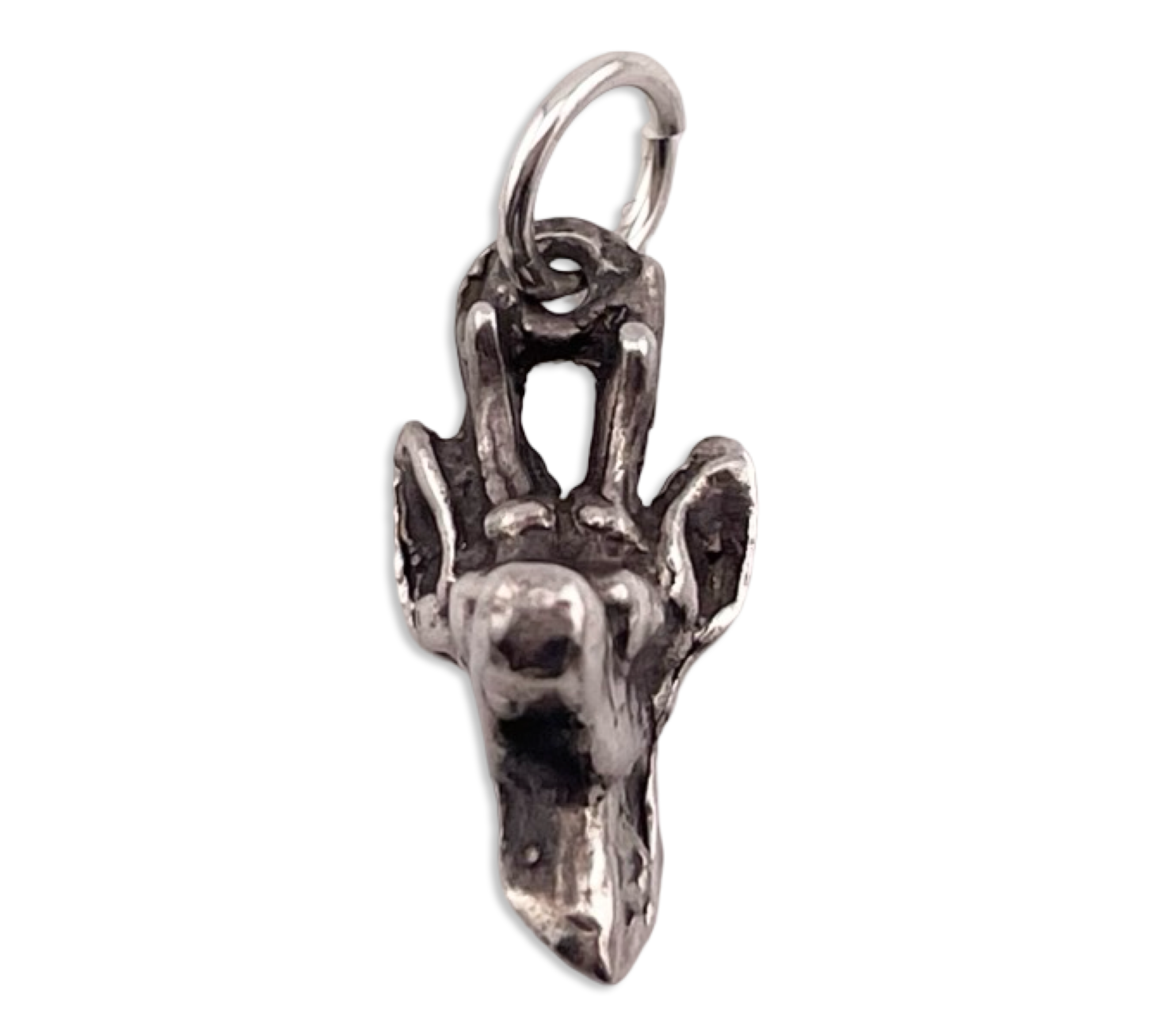 sterling silver 3D deer head pendant