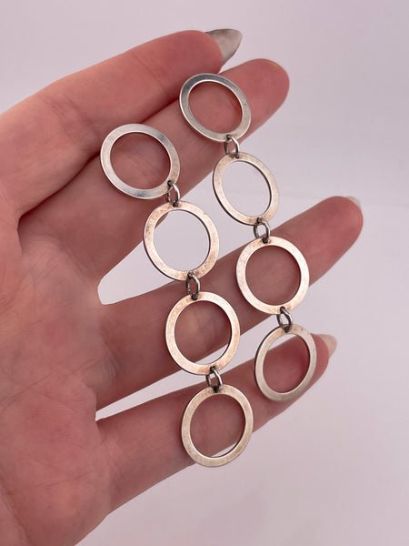 sterling silver 2-7/8" circles post dangle earrings