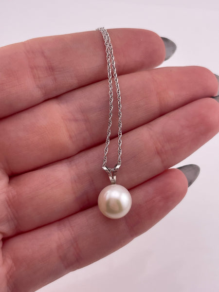 sterling silver 18" synthetic pearl necklace