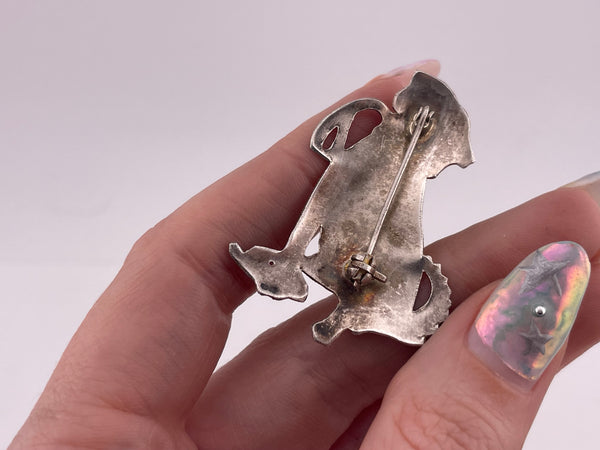 sterling silver enamel dog brooch pin