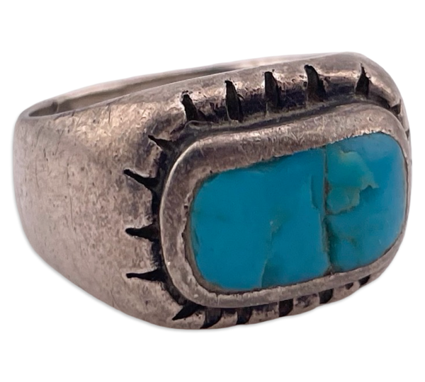 size 10 sterling silver turquoise chunky ring ***Cracked Stone***
