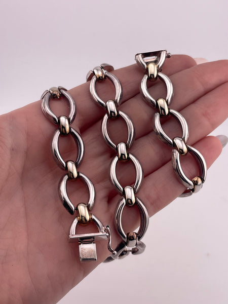 sterling silver 17-7/8" oval link collar necklace