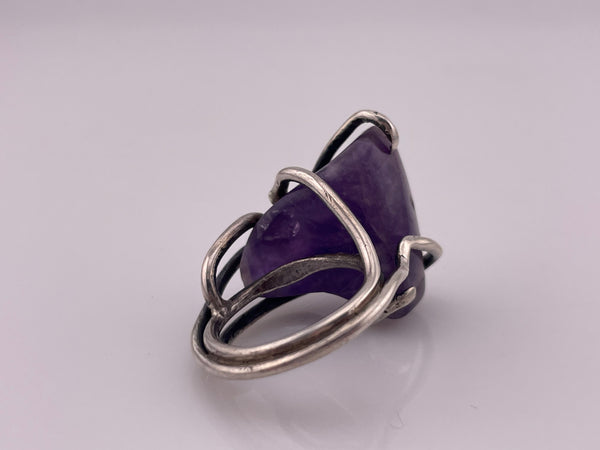 size 7.25 sterling silver amethyst organic band ring