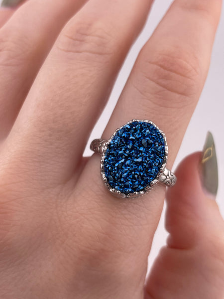 size 9.25 sterling silver druzy ring