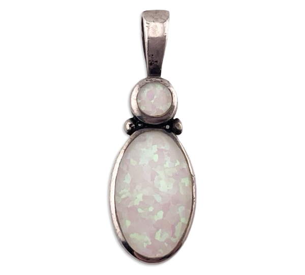 sterling silver opal simulant pendant