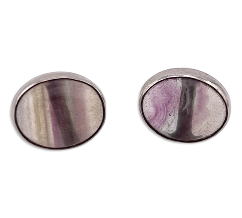 sterling silver rainbow fluorite post earrings