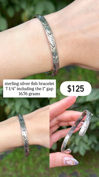 RESERVED PRIVATE LISTING -- sterling silver fish cuff