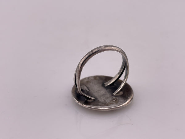 size 6.5 sterling silver crushed turquoise coral cardinal bird ring