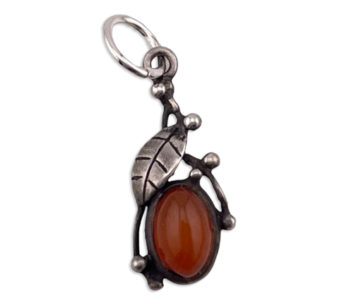 sterling silver small amber pendant