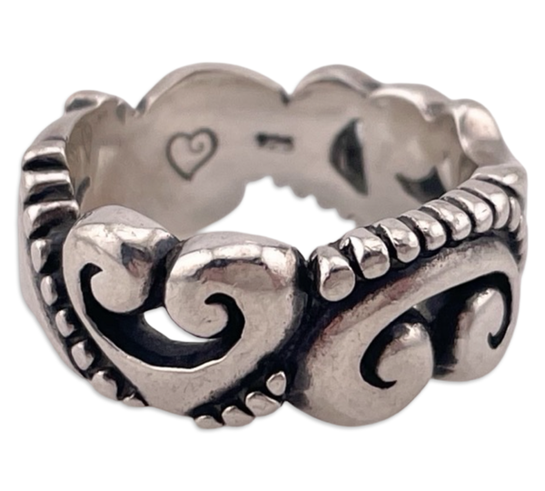 size 6.75 sterling silver stoneless swirl band ring