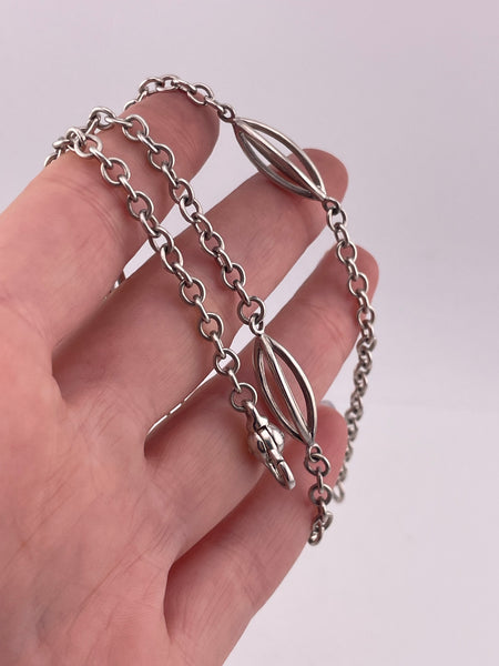 sterling silver 17-3/8" cable link spacer necklace