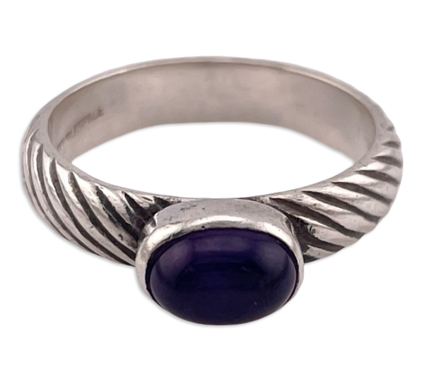 size 6.75 sterling silver artisan east west amethyst cable band ring