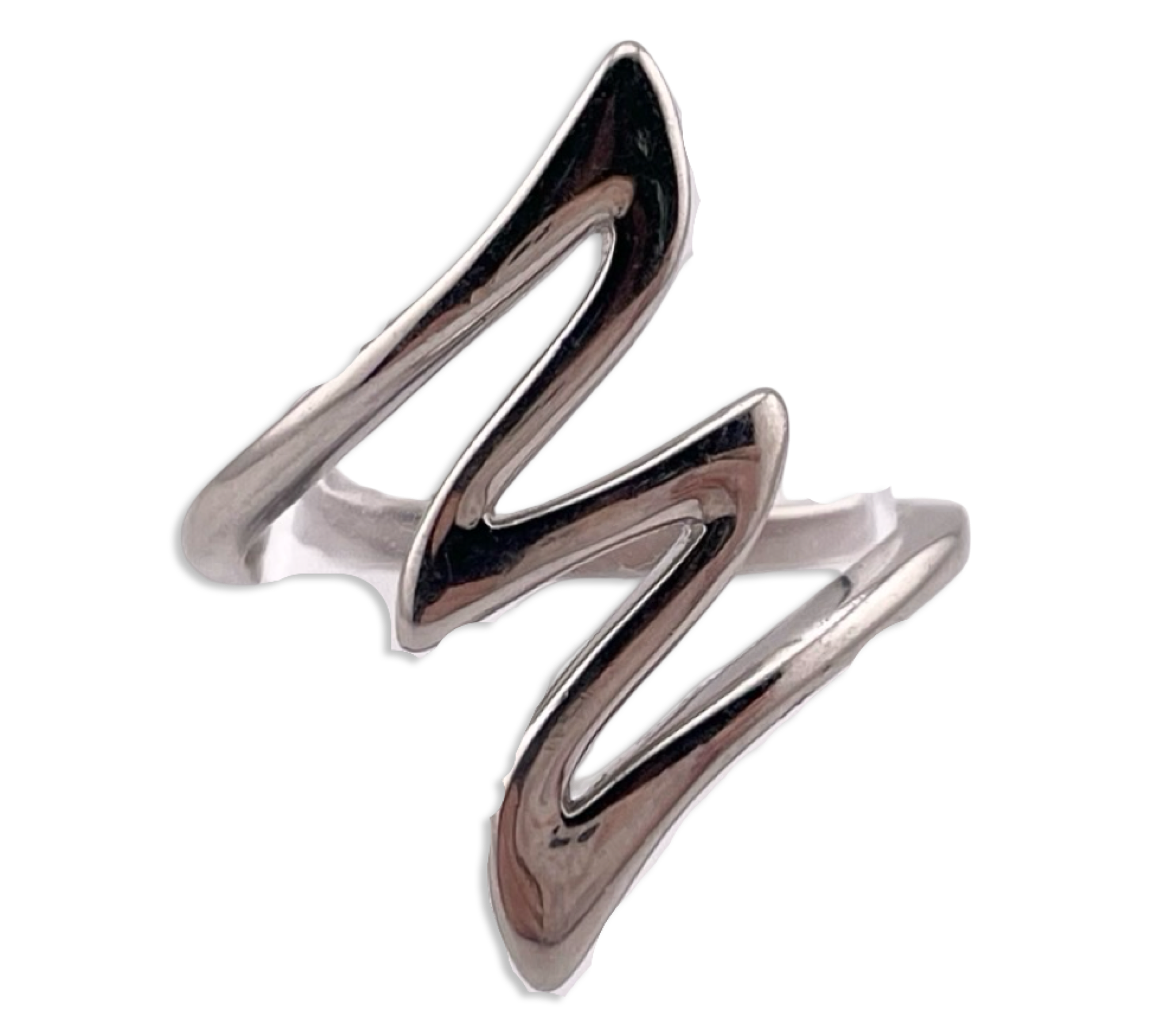 size 9 sterling silver rhodium plated zig zag ring
