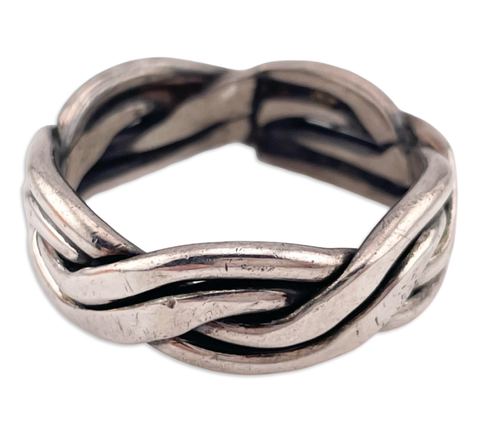 size 12.5 sterling silver woven band ring