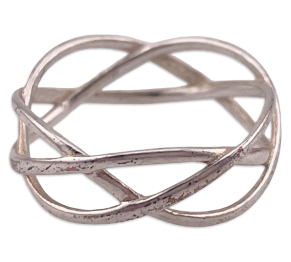 size 7.25 sterling silver woven entwined band ring