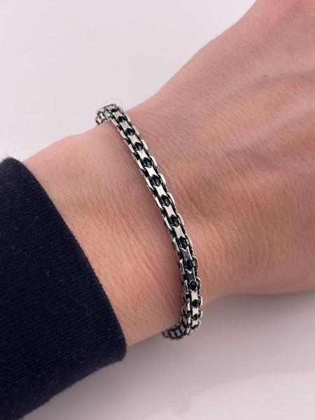 sterling silver 9-1/4" bismark box chain bracelet