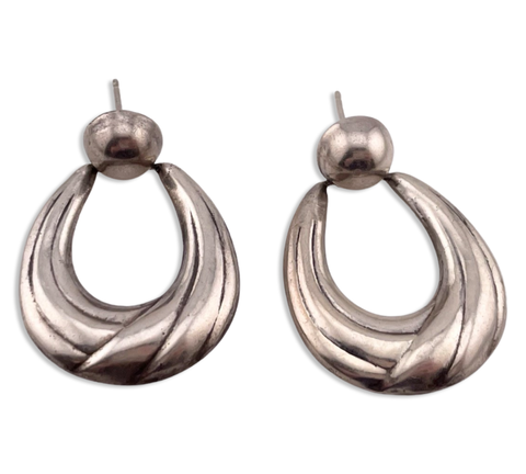 sterling silver stoneless door knocker style post earrings