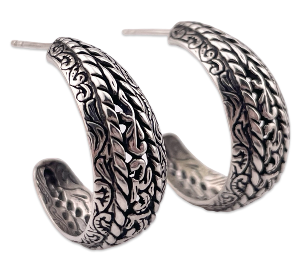 sterling silver 1" Carolyn Pollack post hoop earrings