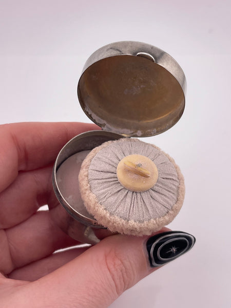 sterling silver antique chatelaine powder compact & lipstick holder **AS IS**