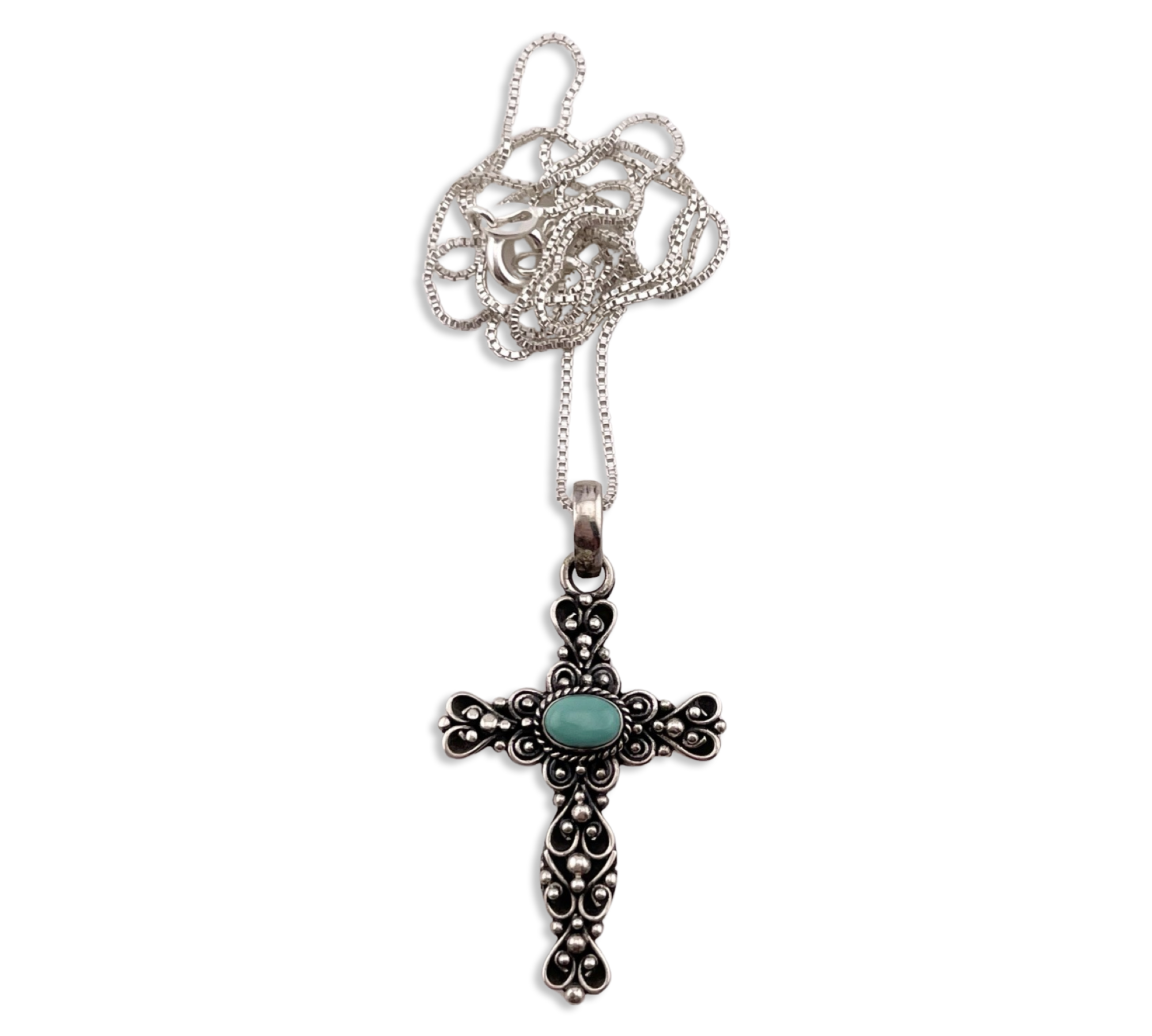 sterling silver turquoise cross necklace