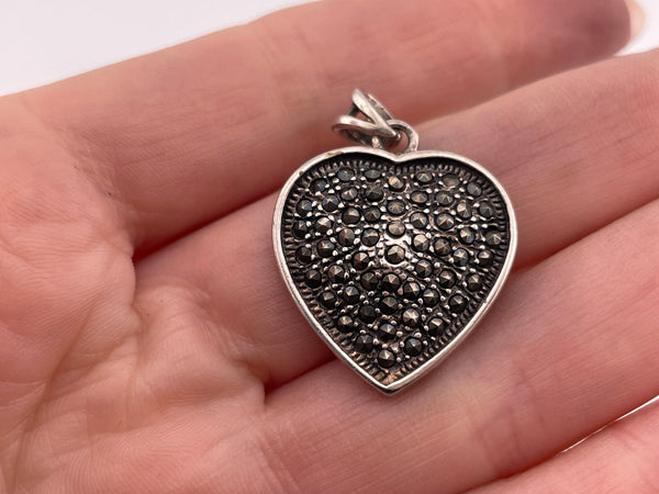 sterling silver marcasite heart pendant