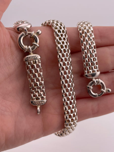 sterling silver mesh hollow barrel necklace **AS IS**
