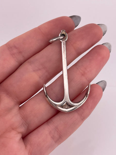 sterling silver large anchor pendant