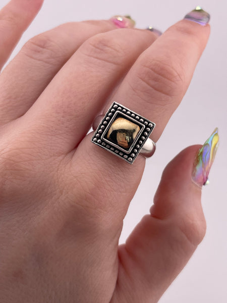 size 7.5 sterling silver gold plated square ring