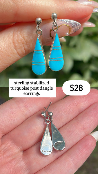 RESERVED PRIVATE LISTING -- sterling silver stabilized turquoise earrings A3