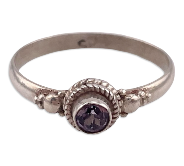 size 8.5 sterling silver faceted amethyst ring