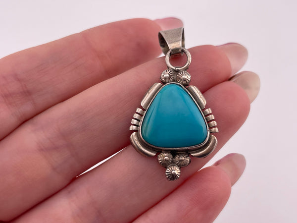 sterling silver artist signed turquoise pendant