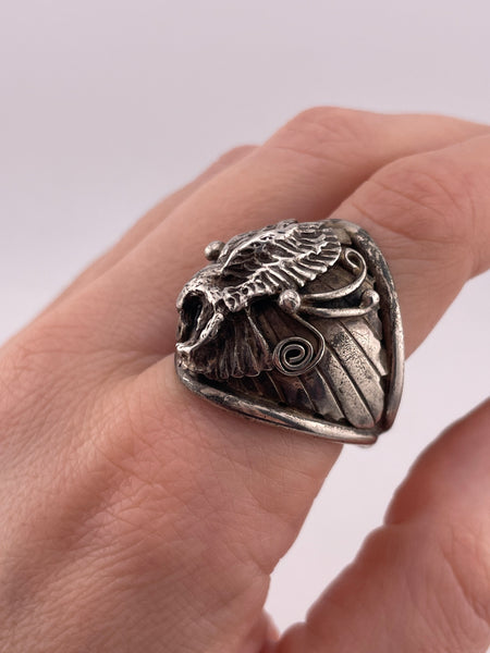 size 12.25 sterling silver eagle ring