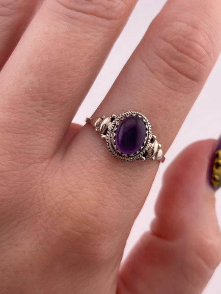 size 9 sterling silver amethyst sawtooth bezel ring