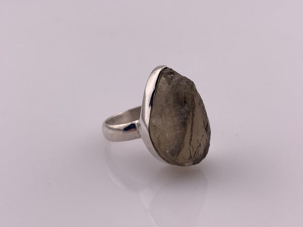 size 8 sterling silver raw smoky quartz ring