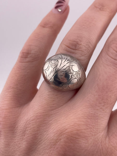 size 7 sterling silver etched dome ring