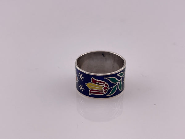 size 5.5 sterling silver resin flower band ring