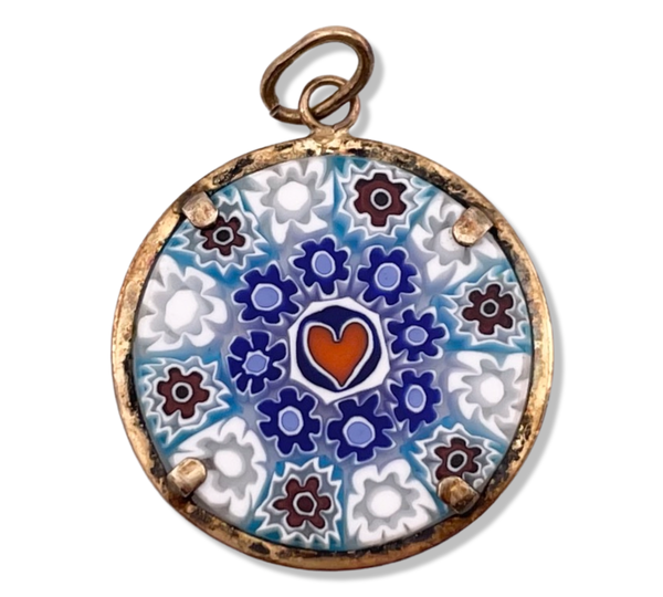 sterling silver gold plated Millifiori glass pendant