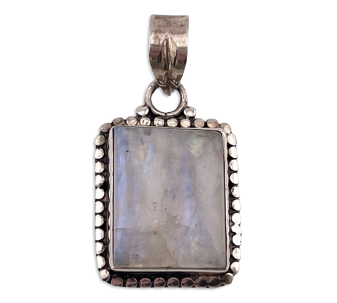 sterling silver rectangle moonstone pendant