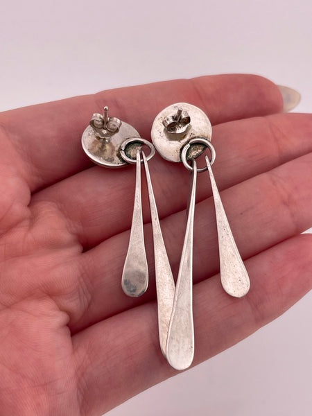 sterling silver stoneless fringe paddle post dangle earrings